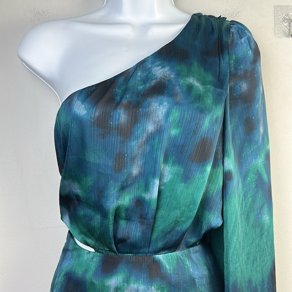 Free People Arianna One Shoulder Mini Dress Size 8 Tie Dye Cutout Sexy Party - Picture 3 of 16